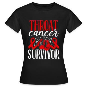 Throat Cancer Awareness Ribbon Gloves Survivor - Women's T-Shirt - black - Front - AI Model Female 172 dark (172cm)