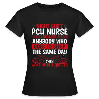 Infirmière de l'unité de soins progressifs de nuit - T-shirt Femme - noir - Devant - AI Model Female 172 dark (172cm)