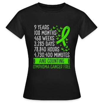 Mouvement du ruban sans cancer du lymphome depuis 9 ans - T-shirt Femme - noir - Devant - AI Model Female 172 dark (172cm)