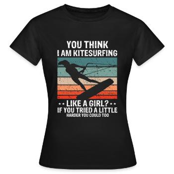 Kitesurf comme une fille Kitesurf Kite - T-shirt Femme - noir - Devant - AI Model Female 172 dark (172cm)