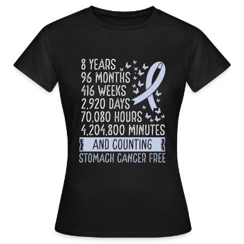 8 ans Cancer de l’estomac Mouvement du ruban sans cancer de l’estomac - T-shirt Femme - noir - Devant - AI Model Female 172 dark (172cm)