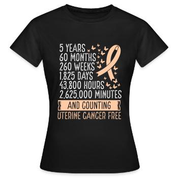 Mouvement du ruban sans cancer de l’utérus de 5 ans - T-shirt Femme - noir - Devant - AI Model Female 172 dark (172cm)