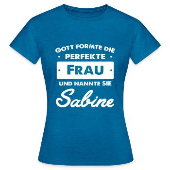 Sabine - Frauen T-Shirt - Antikblaues Saphir meliert - Vorne - AI Model Female 172 dark (172cm)
