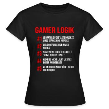 Gamer Konsolenspieler PC Spieler Logik - Frauen T-Shirt - Schwarz - Vorne - AI Model Female 172 dark (172cm)