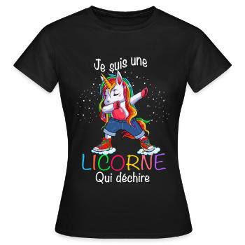 Licorne Humour CItation Marrante - T-shirt Femme - noir - Devant - AI Model Female 172 dark (172cm)
