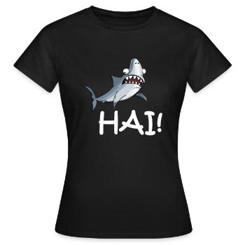 Requin avec inscription - T-shirt Femme - noir - Devant - AI Model Female 172 dark (172cm)