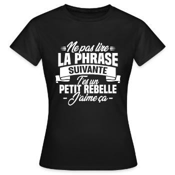 Ne pas lire la phrase suivante - T-shirt Femme - noir - Devant - AI Model Female 172 dark (172cm)