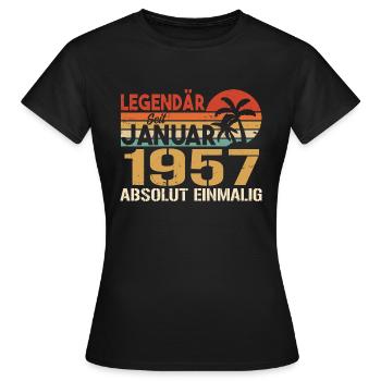 Geburtstagsgeschenk geboren im Januar 1957 - Frauen T-Shirt - Schwarz - Vorne - AI Model Female 172 dark (172cm)