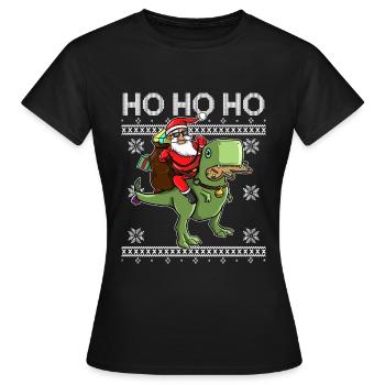 HO HO HO - Cadeaux Gingerbread Man du Père Noël T-Rex - T-shirt Femme - noir - Devant - AI Model Female 172 dark (172cm)