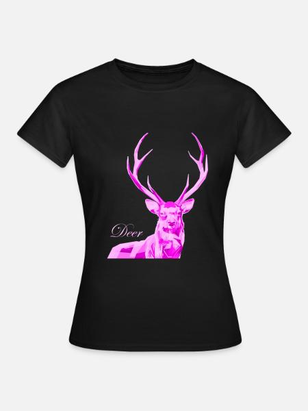 Rosa Hirsch - Frauen T-Shirt - Schwarz
