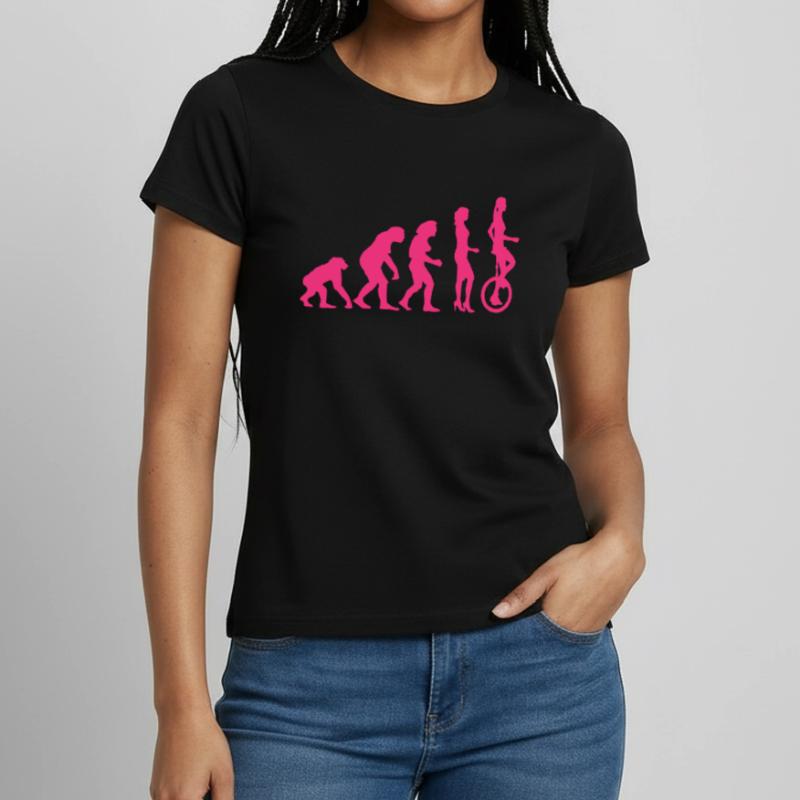 evolution_einradfahrerin_1c Frauen T-Shirt