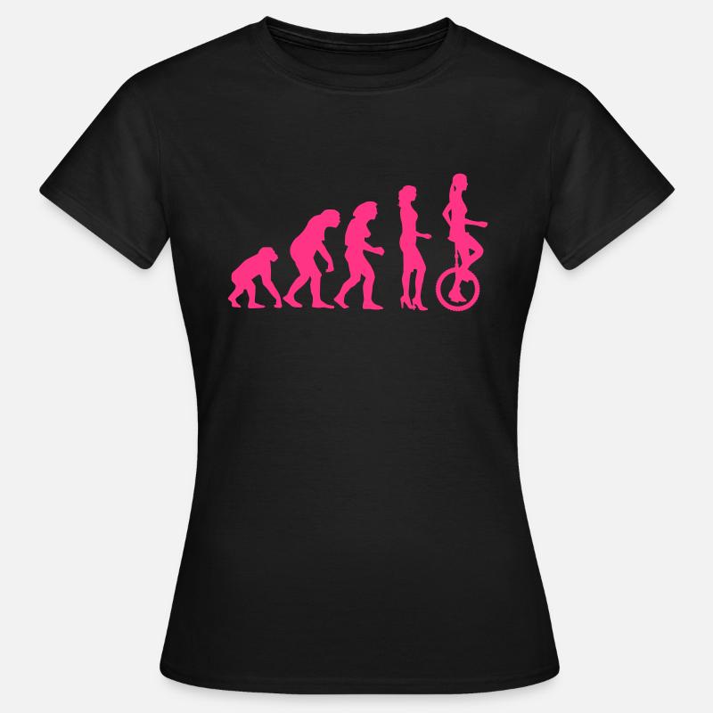 evolution_einradfahrerin_1c - Frauen T-Shirt - Schwarz