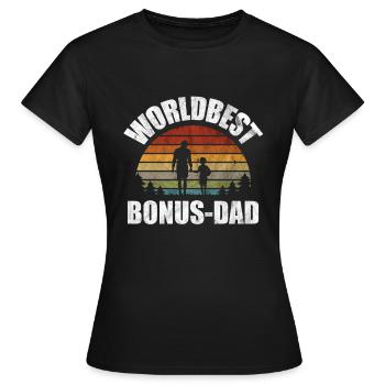 Papa bonus beau-père papa bonus disant cadeau - T-shirt Femme - noir - Devant - AI Model Female 172 dark (172cm)