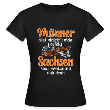 Sachsen Dresden Ostalgie Geschenk - Frauen T-Shirt - Schwarz - Vorne - AI Model Female 172 dark (172cm)