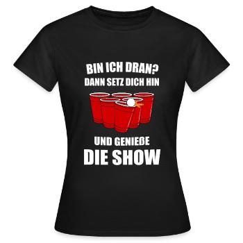 Beerpong Funny Beer Beerpong Geschenk - Frauen T-Shirt - Schwarz - Vorne - AI Model Female 172 dark (172cm)