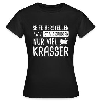 Seifen Seife Seifenherstellung Kernseife Geschenk - Frauen T-Shirt - Schwarz - Vorne - AI Model Female 172 dark (172cm)