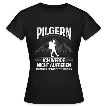 Pilgern Pilgerer Jakobsmuschel Geschenk - Frauen T-Shirt - Schwarz - Vorne - AI Model Female 172 dark (172cm)