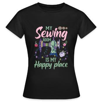 Mein Nähraum Ist mein Glücklichster Ort - Frauen T-Shirt - Schwarz - Vorne - AI Model Female 172 dark (172cm)
