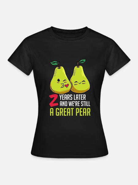 Śliczny świetny wzór gruszki na 2 rocznicę ślubu - Dame-T-shirt - sort