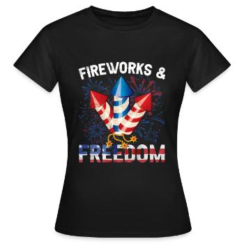 Feux d’artifice et liberté 4 juillet Feux d’artifice - T-shirt Femme - noir - Devant - AI Model Female 172 dark (172cm)