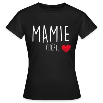 Tee-Shirt Mamie Chérie - T-shirt Femme - noir - Devant - AI Model Female 172 dark (172cm)