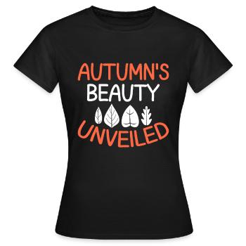 Blattpeeper Herbst Laub Herbst Peeper - Frauen T-Shirt - Schwarz - Vorne - AI Model Female 172 dark (172cm)
