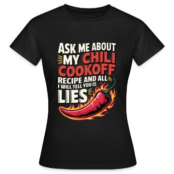Demandez-moi ma recette de chili - T-shirt Femme - noir - Devant - AI Model Female 172 dark (172cm)