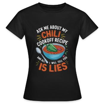Demandez-moi ma recette de chili - T-shirt Femme - noir - Devant - AI Model Female 172 dark (172cm)