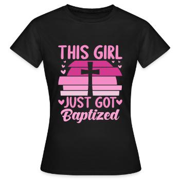 Time for my baptism First Communion - Women's T-Shirt - black - Front - AI Model Female 172 dark (172cm)