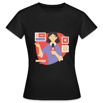 Presenter and Press - Women's T-Shirt - black - Front - AI Model Female 172 dark (172cm)