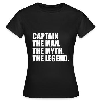Captain Man Myth Legend distressed - Frauen T-Shirt - Schwarz - Vorne - AI Model Female 172 dark (172cm)