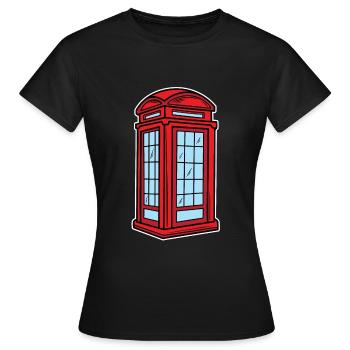 English phone booth - red phone booth - Women's T-Shirt - black - Front - AI Model Female 172 dark (172cm)