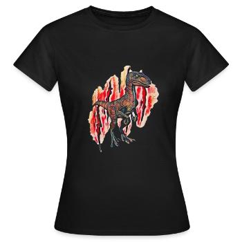Velociraptor - T-shirt Femme - noir - Devant - AI Model Female 172 dark (172cm)