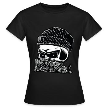 Skull, Totenkopf, Gang - Frauen T-Shirt - Schwarz - Vorne - AI Model Female 172 dark (172cm)
