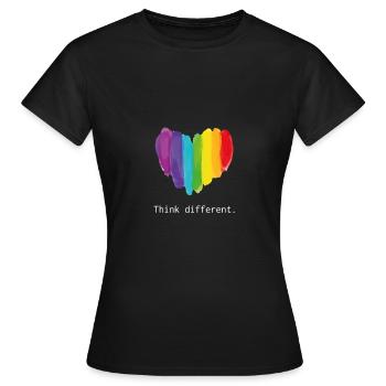 Rainbow Heart, Pride, Regenbogen Herz, Love - Frauen T-Shirt - Schwarz - Vorne - AI Model Female 172 dark (172cm)