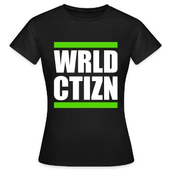 world citizen - Wrld ctizn - Women's T-Shirt - black - Front - AI Model Female 172 dark (172cm)