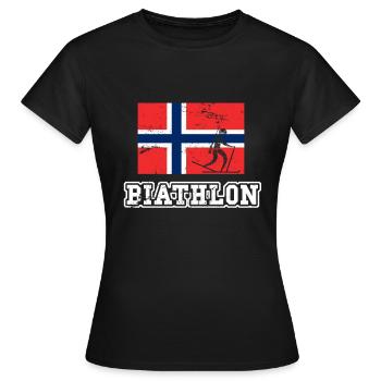 Biathlon Norwegen - Frauen T-Shirt - Schwarz - Vorne - AI Model Female 172 dark (172cm)