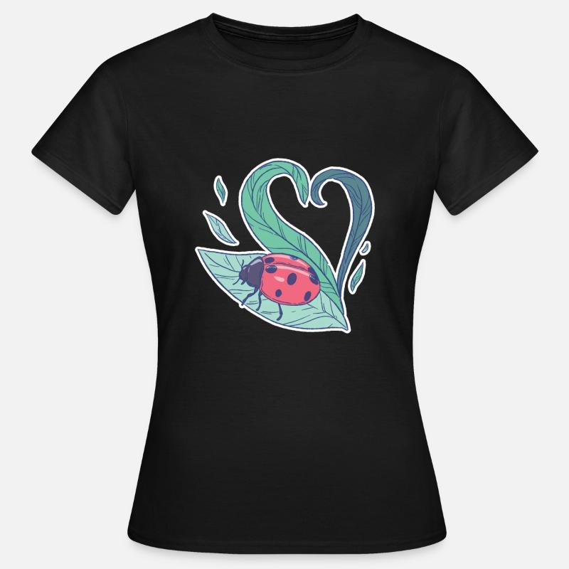 Cute ladybug on leaf - Women's T-Shirt - black