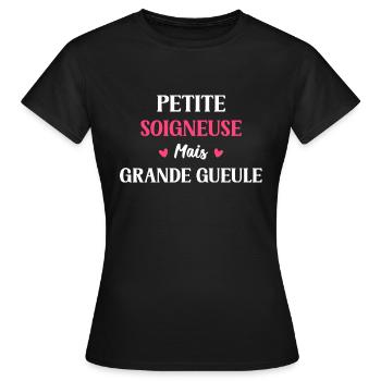 Grande gueule petite Soigneuse - T-shirt Femme - noir - Devant - AI Model Female 172 dark (172cm)