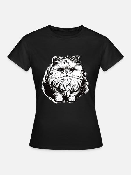 Cute Persian Cat - Frauen T-Shirt - Schwarz
