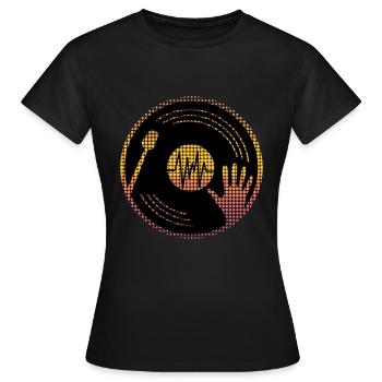Disque phonographe DJ Rétro Vinyle Amateur de musique Analogique - T-shirt Femme - noir - Devant - AI Model Female 172 dark (172cm)