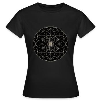 Heilige Geometrie Blume - Frauen T-Shirt - Schwarz - Vorne - AI Model Female 172 dark (172cm)