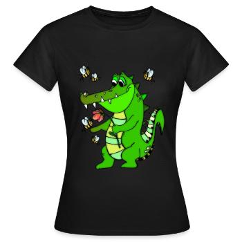 Kroko the crocodile and his friends the bees - Women's T-Shirt - black - Front - AI Model Female 172 dark (172cm)