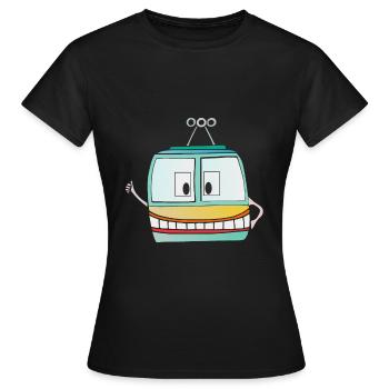Train de montagne drôle - gondole - téléphérique - T-shirt Femme - noir - Devant - AI Model Female 172 dark (172cm)