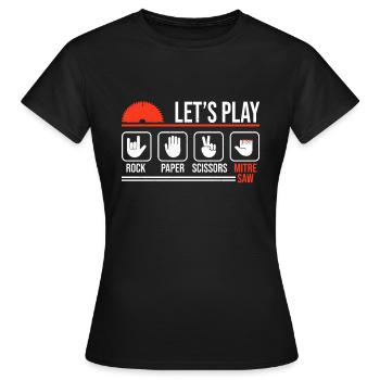 Jouons à la scie à onglets en papier de roche en papier - T-shirt Femme - noir - Devant - AI Model Female 172 dark (172cm)