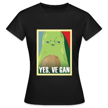 Vegan Yes Ve Gan T-Shirt Yes We Can - Frauen T-Shirt - Schwarz - Vorne - AI Model Female 172 dark (172cm)
