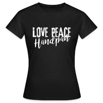 LOVE PEACE Handpan white - Frauen T-Shirt - Schwarz - Vorne - AI Model Female 172 dark (172cm)