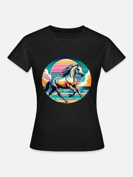 Arabische Pferdekunst - Frauen T-Shirt - Schwarz