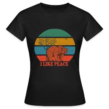 Retro Bear J’aime la paix - T-shirt Femme - noir - Devant - AI Model Female 172 dark (172cm)