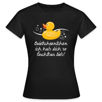 Quietscheentchen ich hab dich Gummi Ente - Frauen T-Shirt - Schwarz - Vorne - AI Model Female 172 dark (172cm)